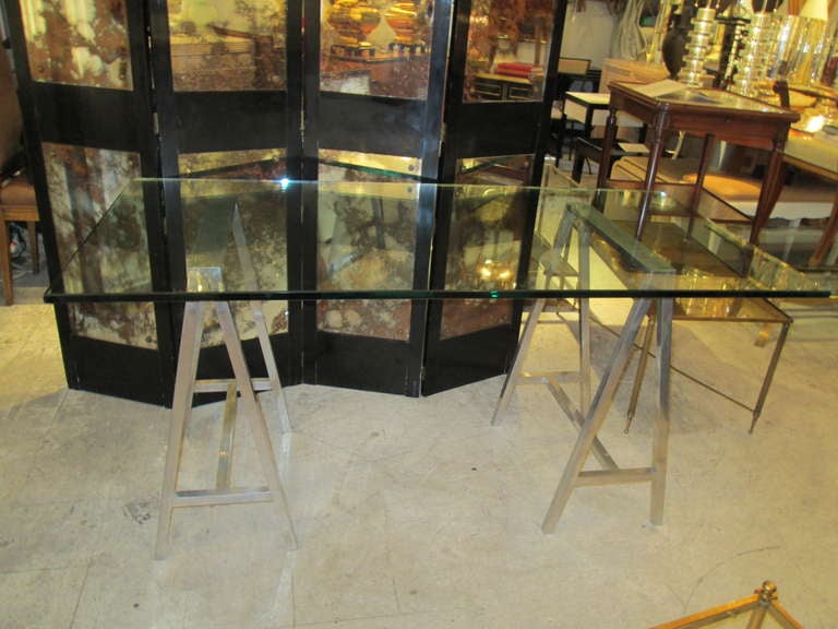 Polished Chrome Saw Horse Desk