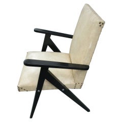 French 1950s Ebonized Armchair