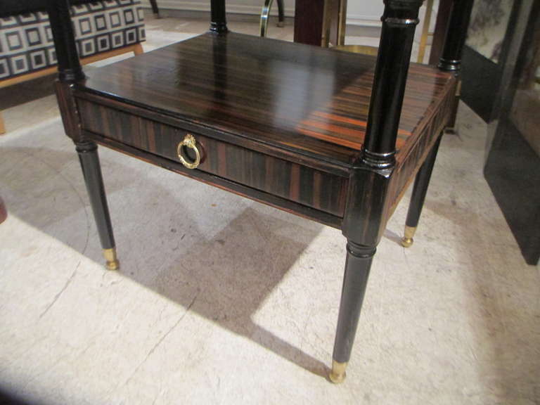 Pair of Faux Macassar Ebony Tables with Brass Gallery 1
