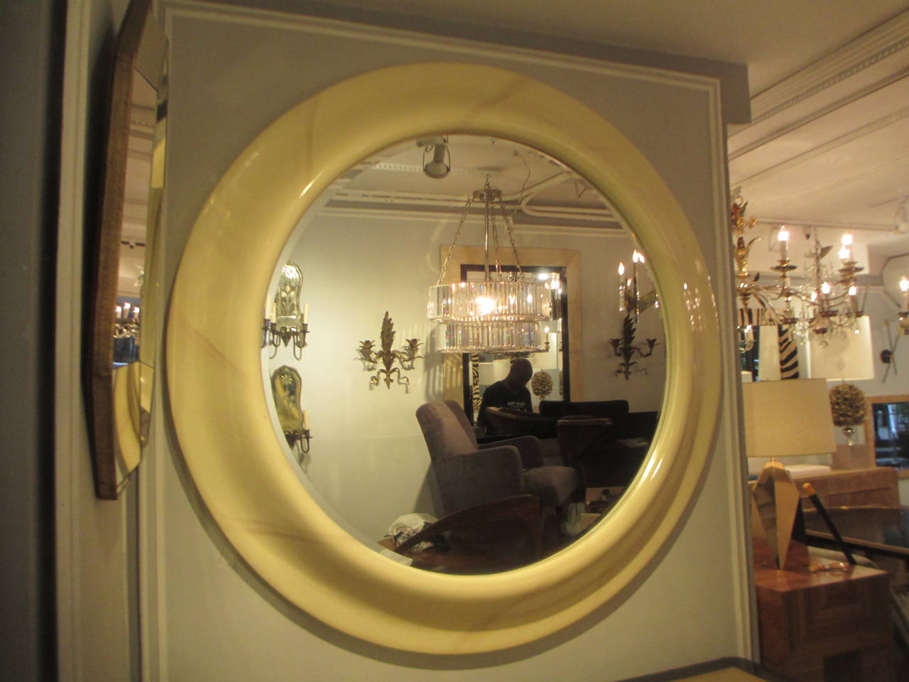 American Oversized Circular Lacquered Mirror
