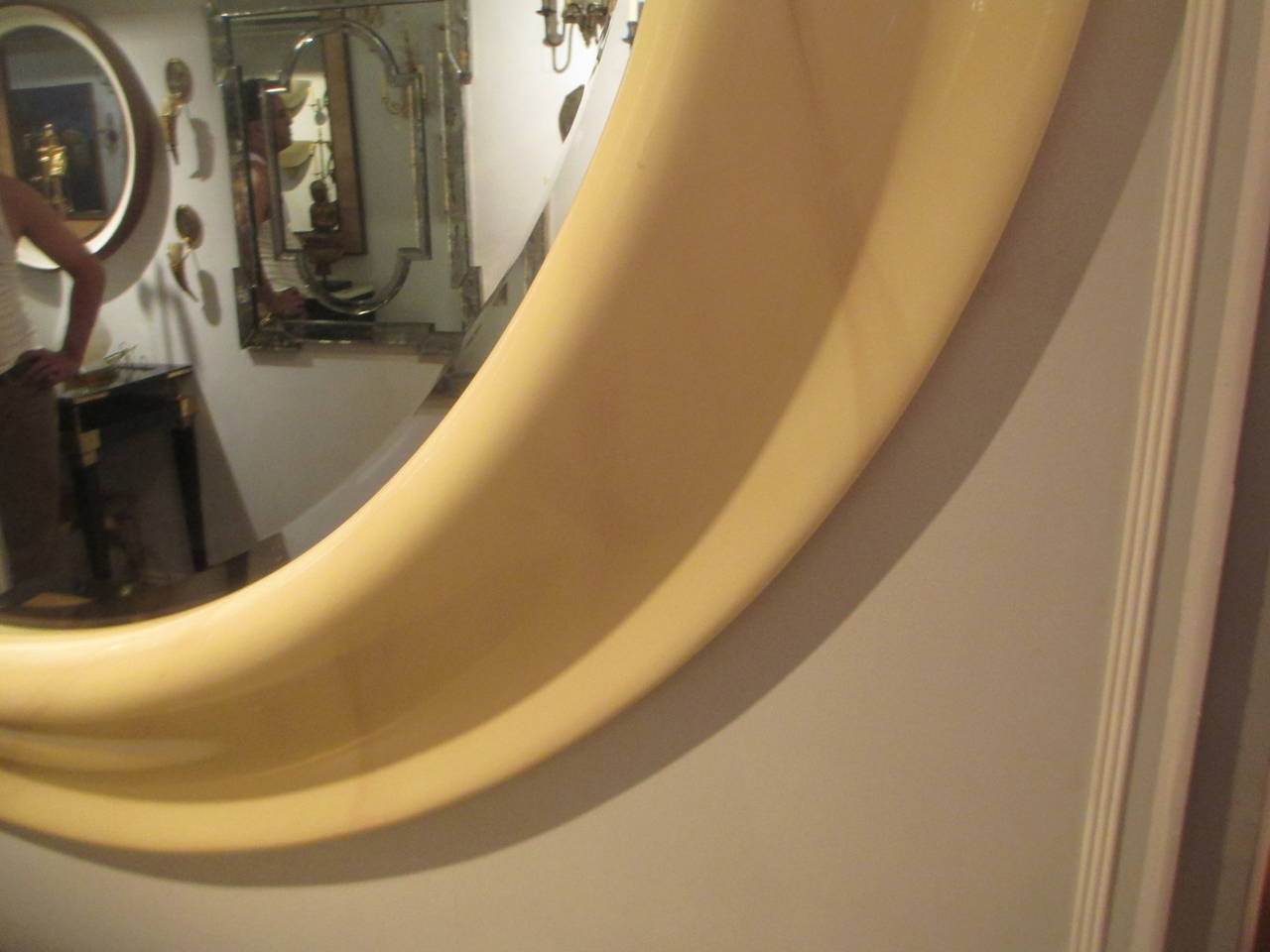 20th Century Oversized Circular Lacquered Mirror