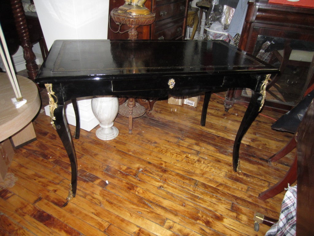 Ebonized Louis XV Style Leather-Top Bureau plat/desk