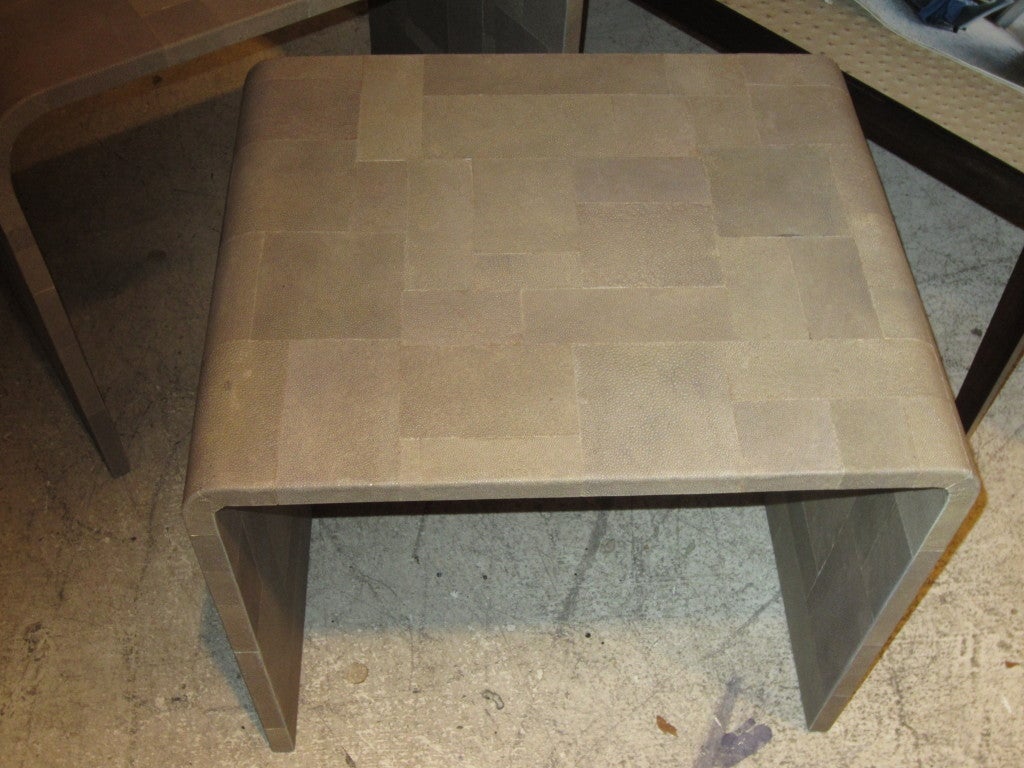 Custom Shagreen Patchwork Nesting Tables In New Condition For Sale In New York, NY