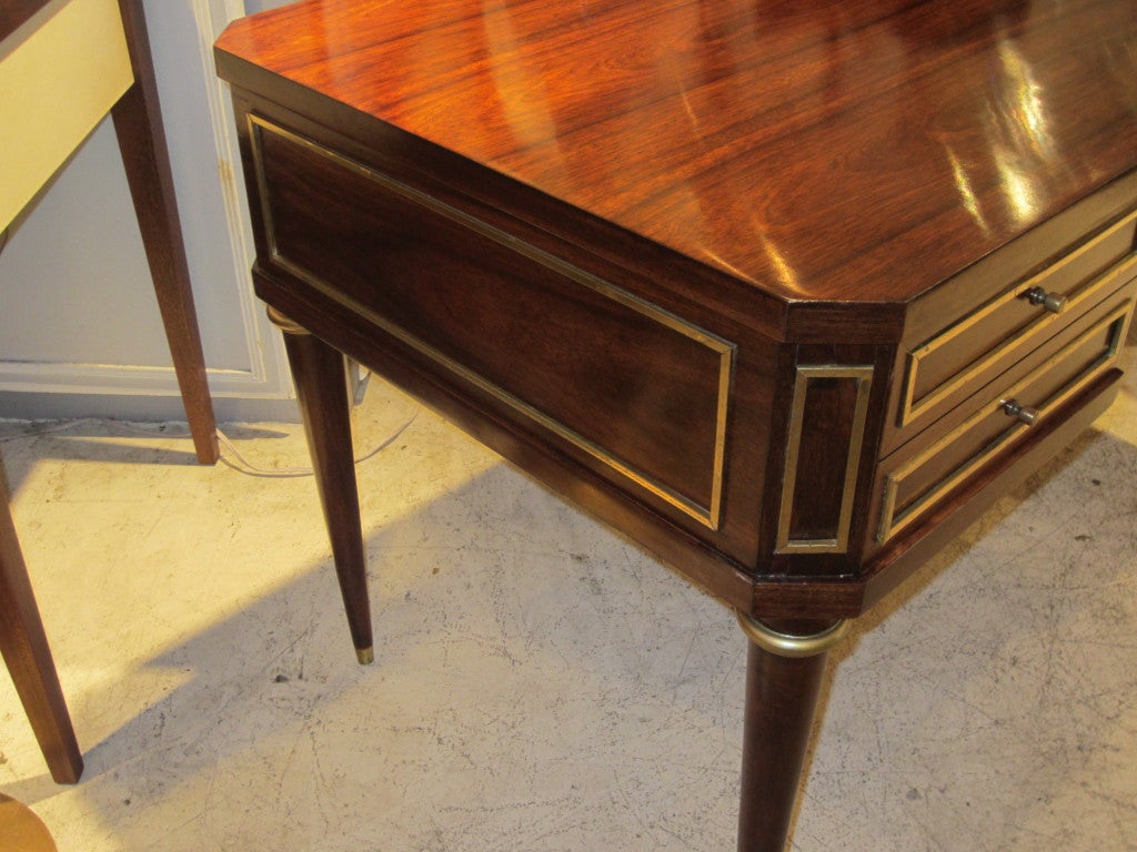 American Exquisite Rosewood and Brass Inlaid Mid-Century Desk