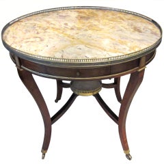 French  Marble-top Bouillote table With Brass Gallery