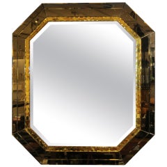 Spectacular Octagonal Venetian Mirror w. Etched Colored Glass