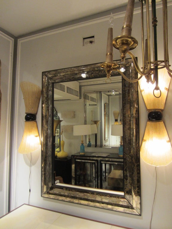Marbleized Smoked Glass Mirror at 1stdibs