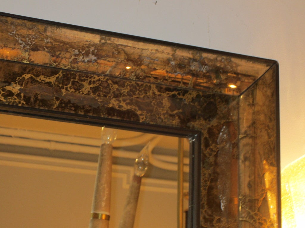 Marbleized Smoked Glass Mirror at 1stdibs