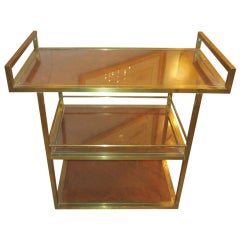 Sculptural Three Tier Brass  Bar Cart