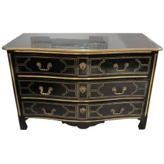 Exquisite Regence Style Brass Inlaid and Lacquered Commode