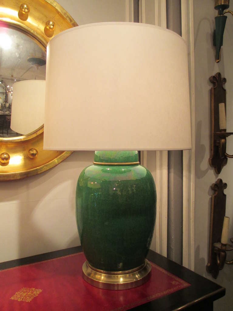 Exceptional late 19th century glazed pottery ginger jar lamp.