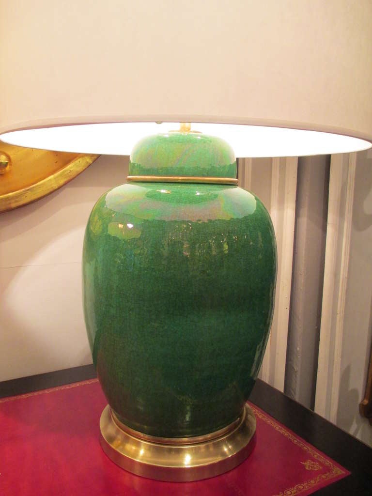 Asian Exceptional Late 19th Cent Glazed Pottery Ginger Jar Lamp