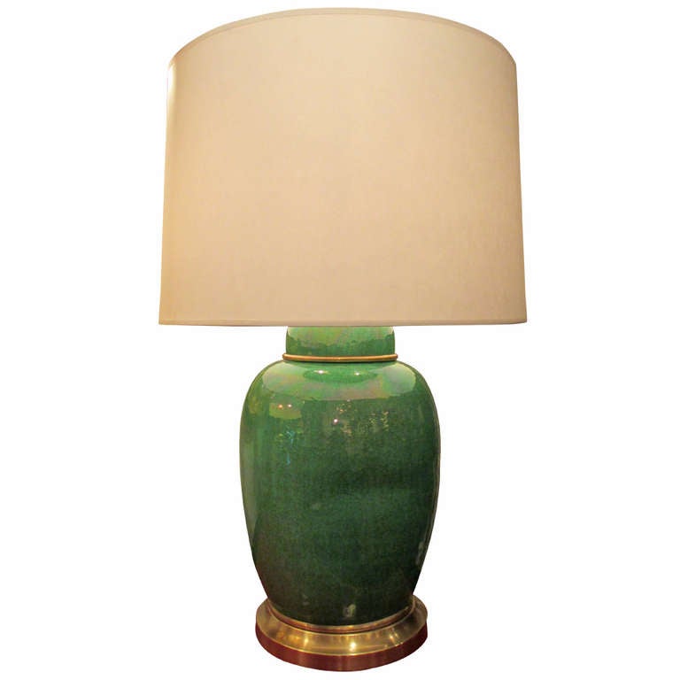 Exceptional Late 19th Cent Glazed Pottery Ginger Jar Lamp at 1stDibs