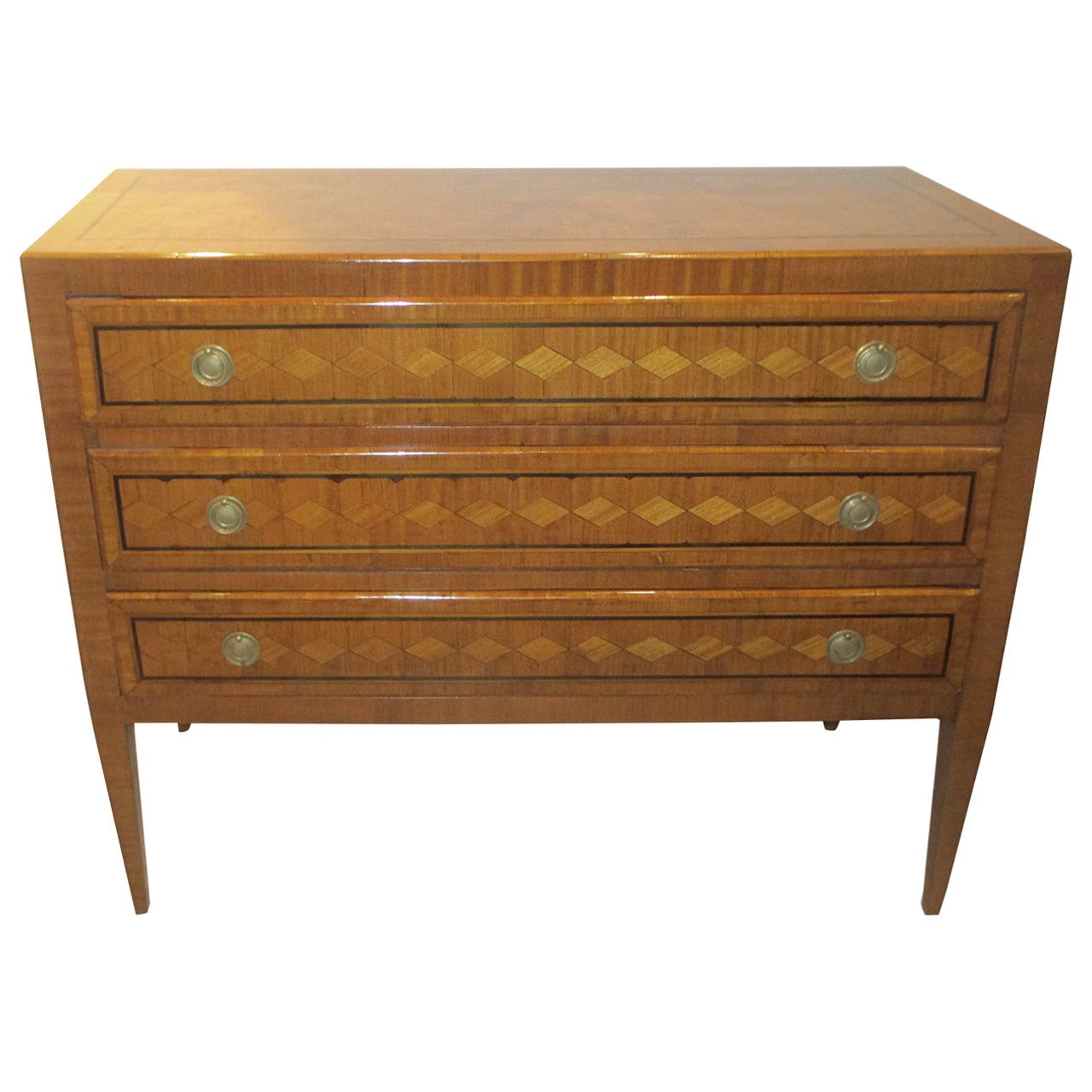 Exquisite Italian Parquetry Commode in the Neoclassical Manner