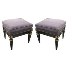 Pair Ebonized And Gilded Louis XVI Style Benches