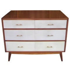 Italian Mid-Century Modern Parchment Chest or Commode