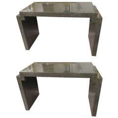 A Sculptural Pair of Faux Painted Porphyry Consoles