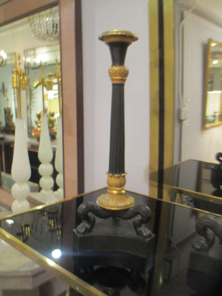 English Pair of Bronze Regency Candlesticks For Sale