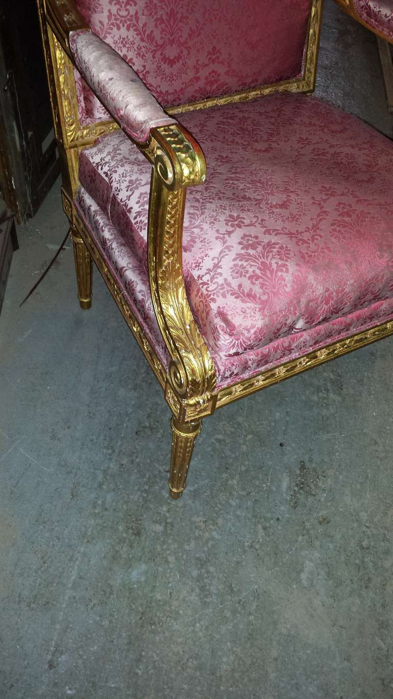 Pair of  Louis XVI Giltwood Armchairs In Excellent Condition In New York, NY