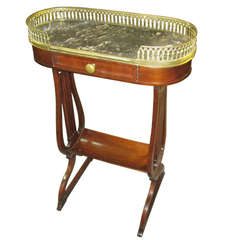 English Lyre Base Marble Top Table with Gallery 7