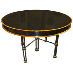 Maison Jansen Attributed Smoked Glass and Bronze Extendable Dining Table