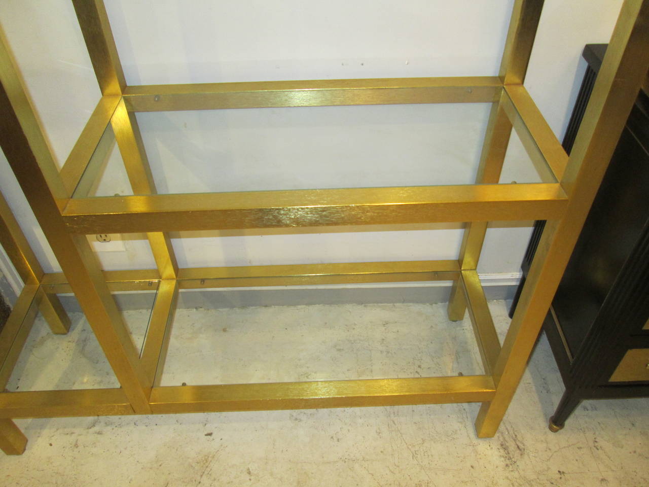 Pair of Modern Brass Etageres or Bookcases 1