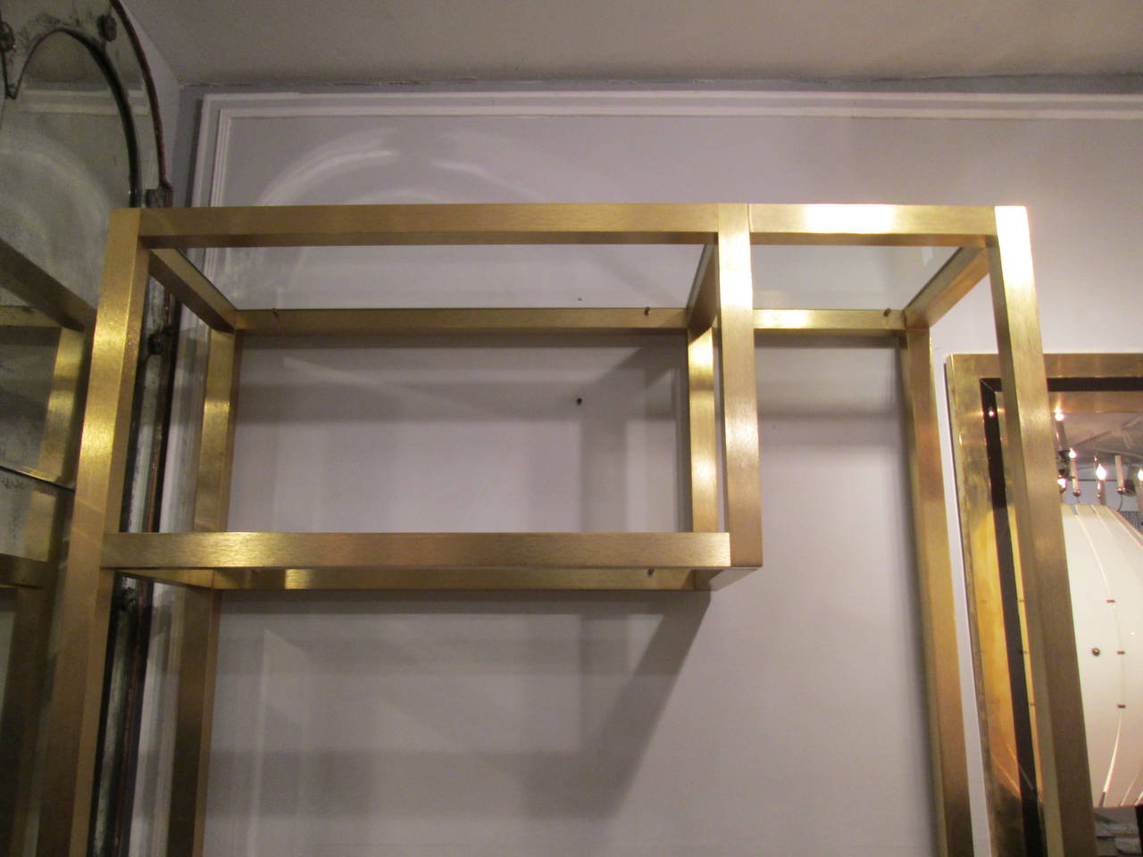 Pair of Modern Brass Etageres or Bookcases In Excellent Condition In New York, NY