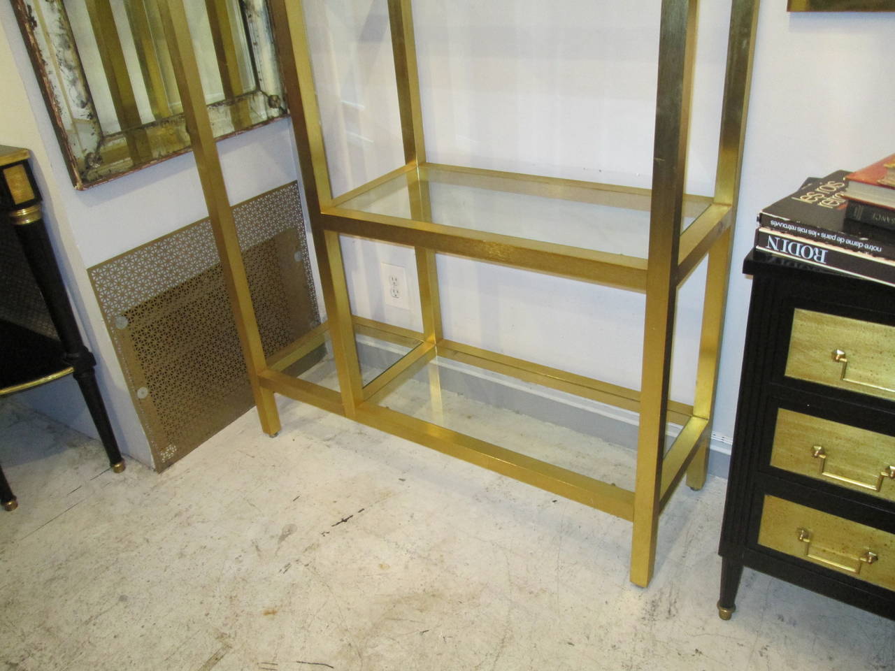 20th Century Pair of Modern Brass Etageres or Bookcases