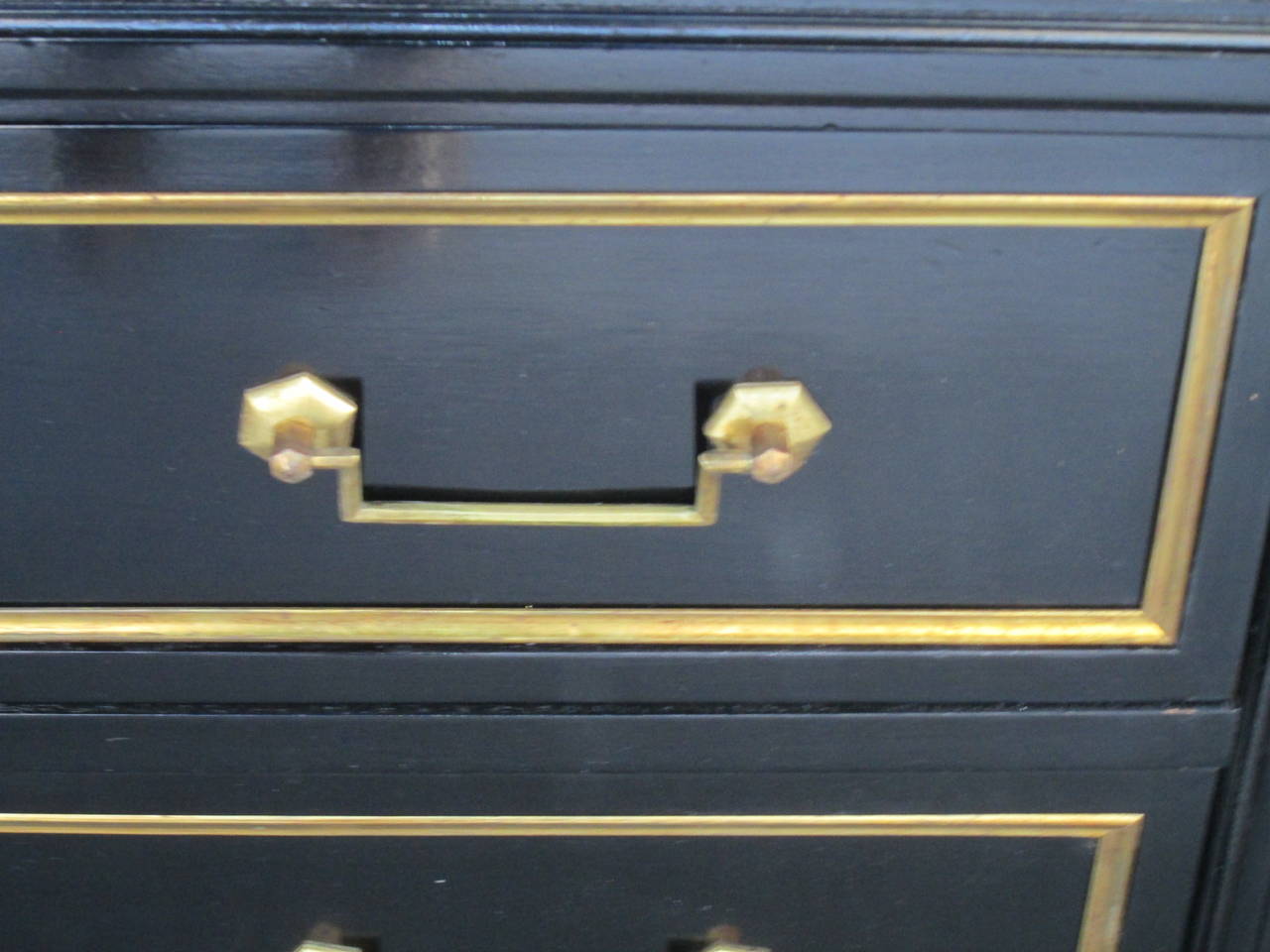 Directoire Style Ebonized Commode with Marble Top 1