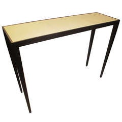 Parchment Top Mahogany Console Table 12