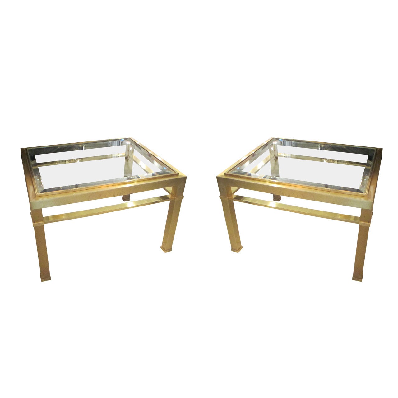 Pair of Glass Top Bronze Tables