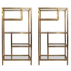 Pair of Modern Brass Etageres or Bookcases