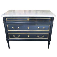 Directoire Style Ebonized Commode with Marble Top