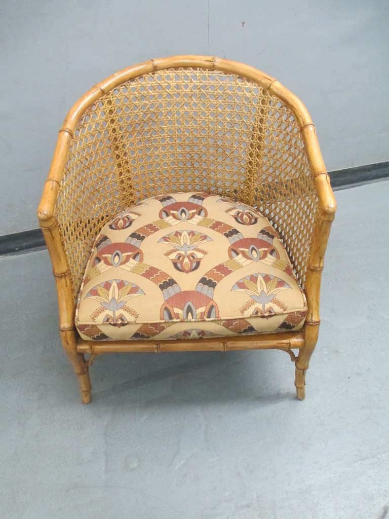 A Pair of Caned,  Faux-Bamboo Tub Chairs In Good Condition In New York, NY