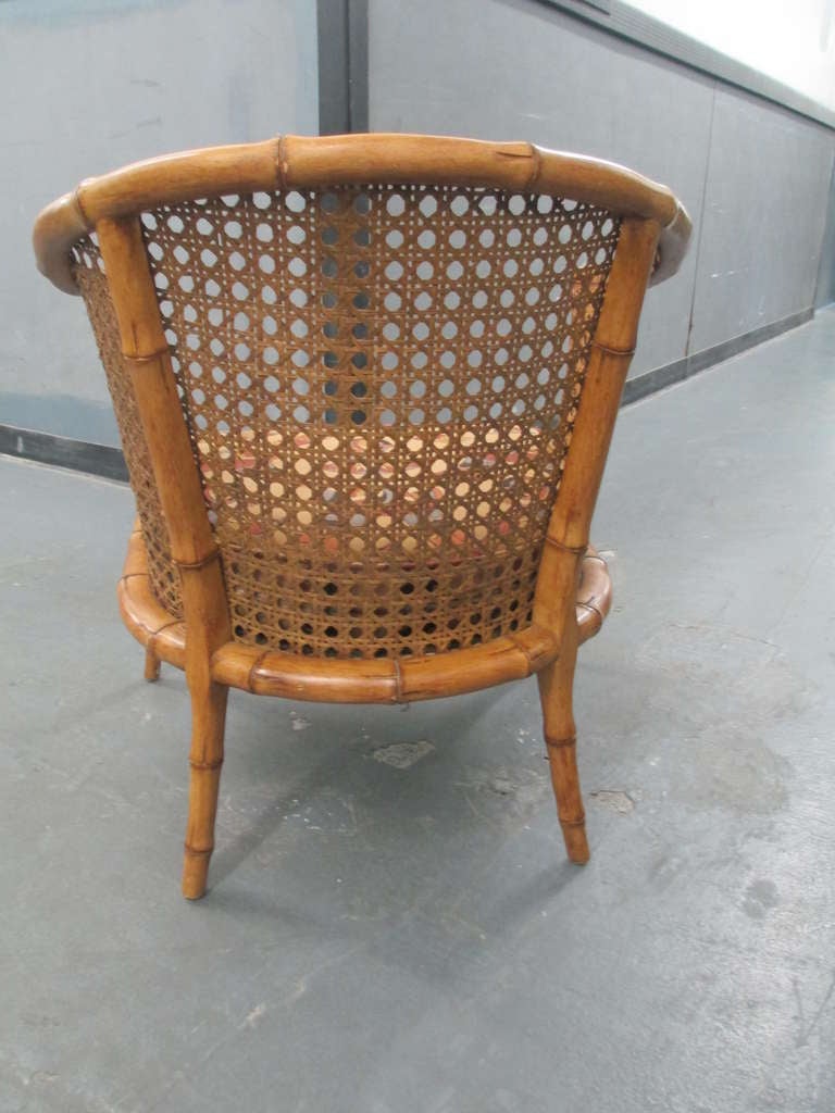 A Pair of Caned,  Faux-Bamboo Tub Chairs 1
