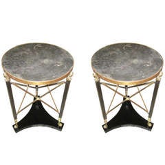 A Pair of Marble-Top Brass and Bronze Gueridon Tables