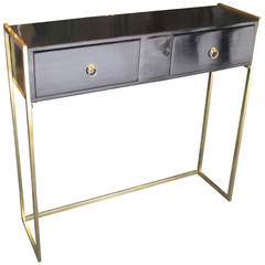 Ebonized Two-Drawer Console on Bronze Frame Ebonized Two-Drawer Console on Bronze Frame