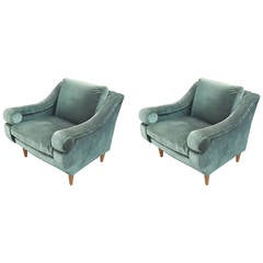A Whimsical Pair of French Upholstered Club Chairs