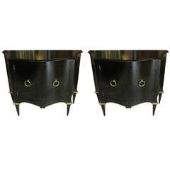 Pair of Mid-Century Modern Ebonized Commodes in the Parzinger Manner