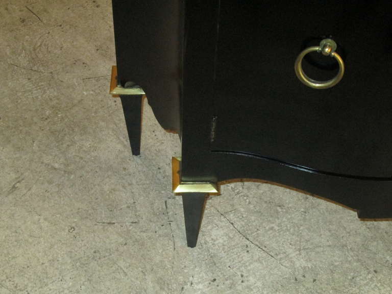 Mid-20th Century Pair of Mid-Century Modern Ebonized Commodes in the Parzinger Manner