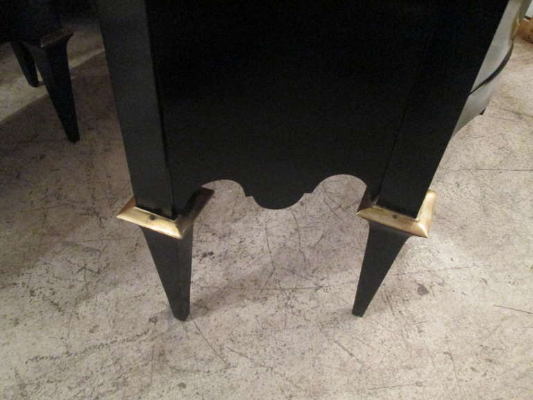 Pair of Mid-Century Modern Ebonized Commodes in the Parzinger Manner 1