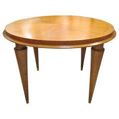 French 1940s Oak Cocktail Table on Tapered Legs ending in Brass Sabots