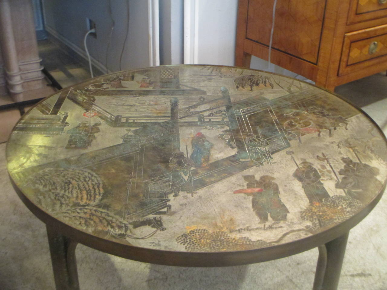 Philip and Kelvin LaVerne bronze patinated coffee table.

Philip and Kelvin LaVerne created one of a kind and limited edition pieces, often re-interpreting classical chinoiserie designs, as well as Egyptian, Greek and Etruscan illustrations. They