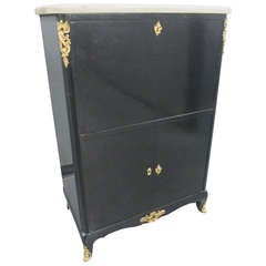 Marble Top Louis XV Style Lacquered Secretary Desk