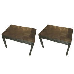 Pair of Cerused Oak Parquetry Tables 4