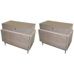 Pair of Architectural Mid-Century Modern Cerused Chests