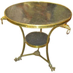 Two Tiered Bronze and Marble Gueridon