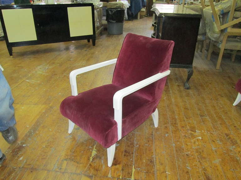 Pair of sculptural French 1950s armchairs.