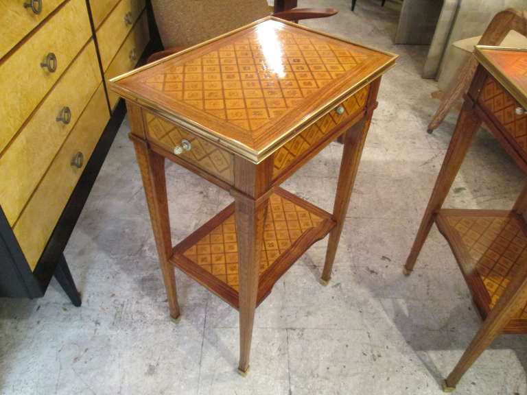 French Exquisite Pair of Parquetry Tables