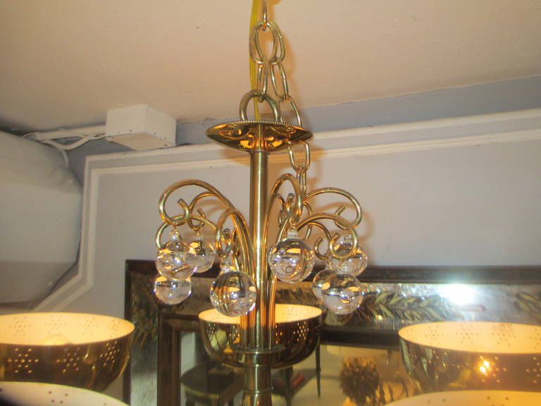 20th Century Five-Arm Brass Fixture in the Manner of Paavo Tynell